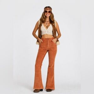 Hammies Rust Corduroy Bell Bottom Pants High Rise Retro Surf Flare 34 x 33 NWT